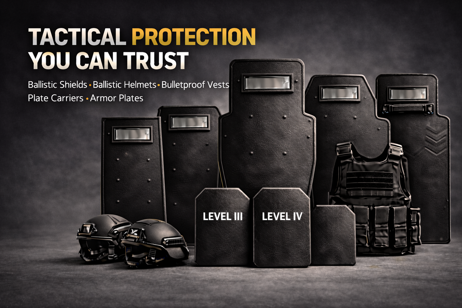 VectorShields tactical body armor and ballistic shield display